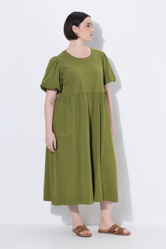 Balloon Sleeve Pocket Dress