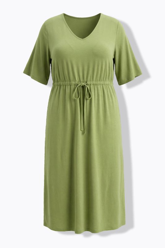 Drawstring Waist Short Sleeve Dress
