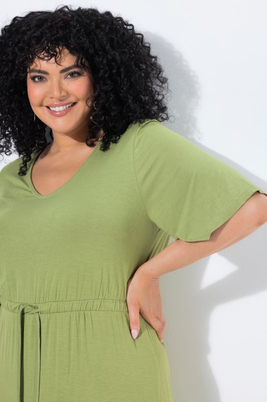 Drawstring Waist Short Sleeve Dress