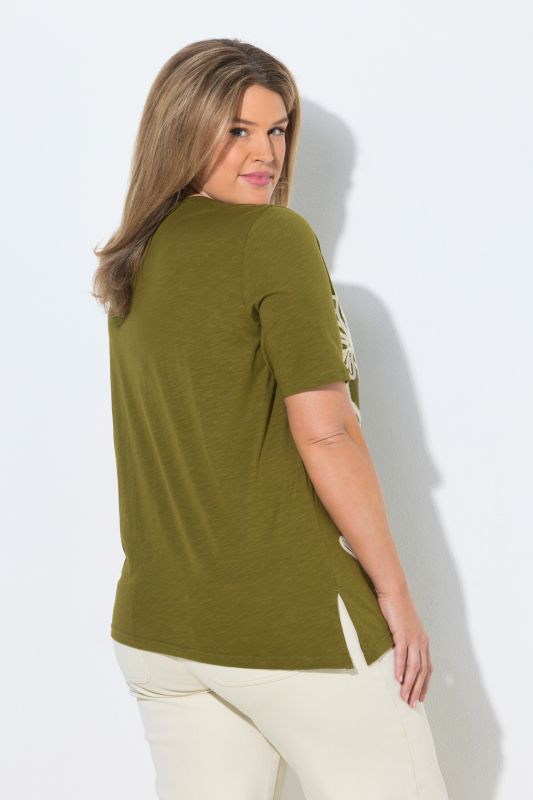 Eco Cotton Flower Embroidery Short Sleeve Tee
