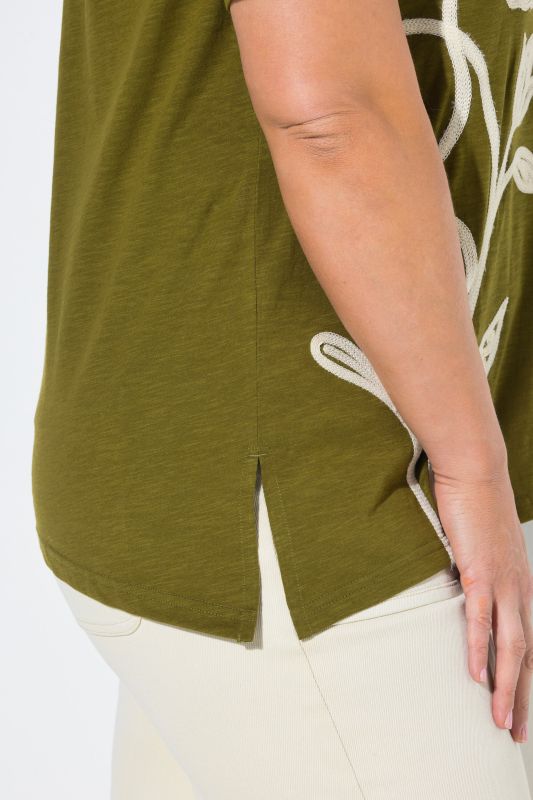 Eco Cotton Flower Embroidery Short Sleeve Tee