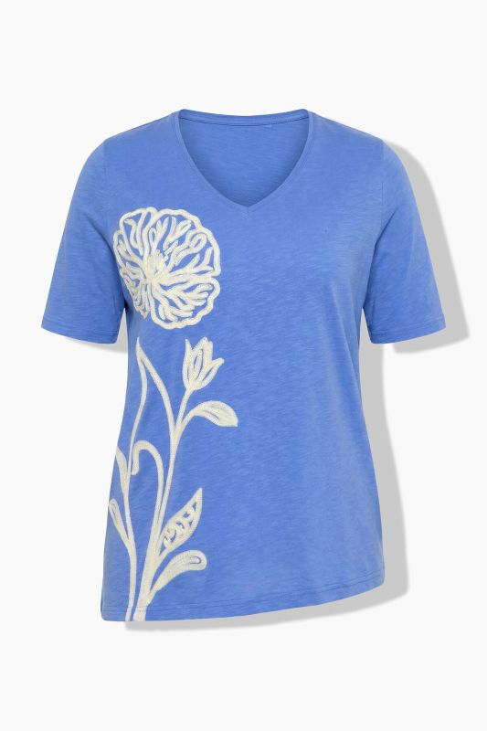 Eco Cotton Flower Embroidery Short Sleeve Tee