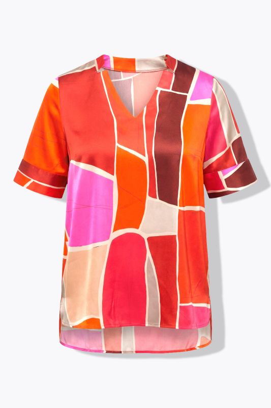 Abstract Print Stretch-Fit Viscose Blouse
