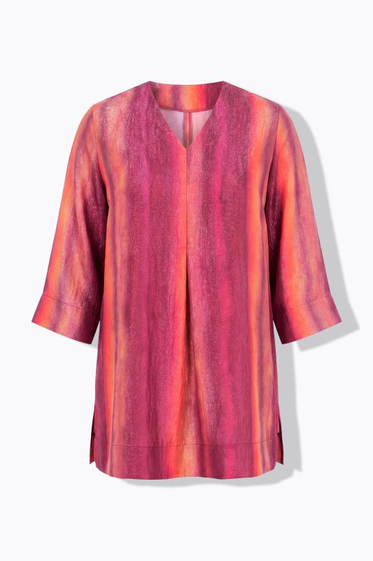 Gradient Stripe 3/4 Sleeve Shimmer Blouse