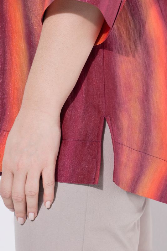Gradient Stripe 3/4 Sleeve Shimmer Blouse