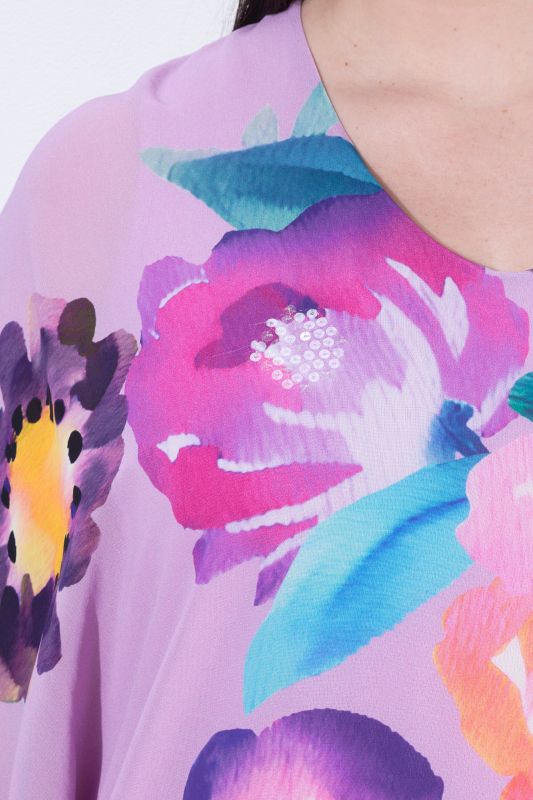 Watercolor Floral Layered Chiffon Blouse