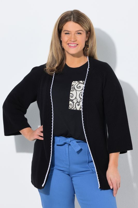 Decorative Stitch Open Shape Cardigan