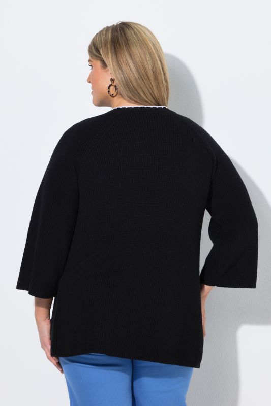 Decorative Stitch Open Shape Cardigan