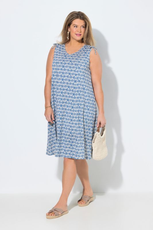 Eco Cotton Geometric Print Sleeveless Dress