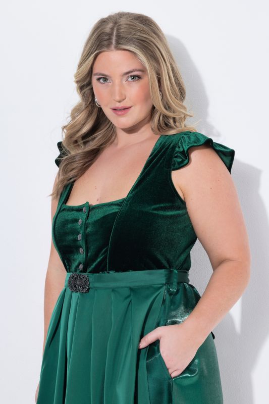 Detachable Flutter Sleeve Velvet Dirndl