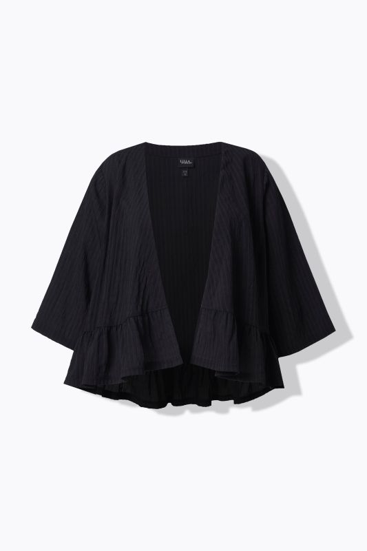 Textured Flounce Panel Open Shape Jacket