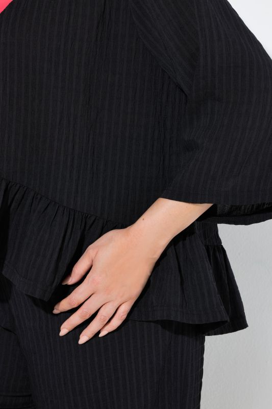 Textured Flounce Panel Open Shape Jacket