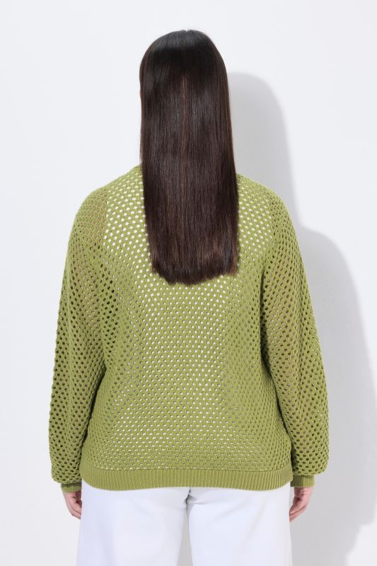 Openwork Knit Zip Up Sequined Blouson