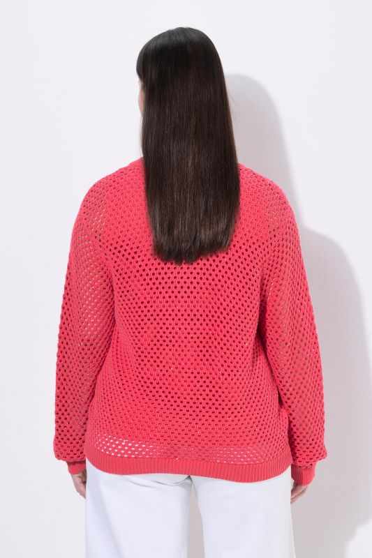 Openwork Knit Zip Up Sequined Blouson