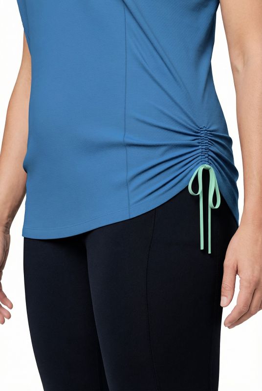 Quick-Drying 3/4 Sleeve Gathered Performance Tee
