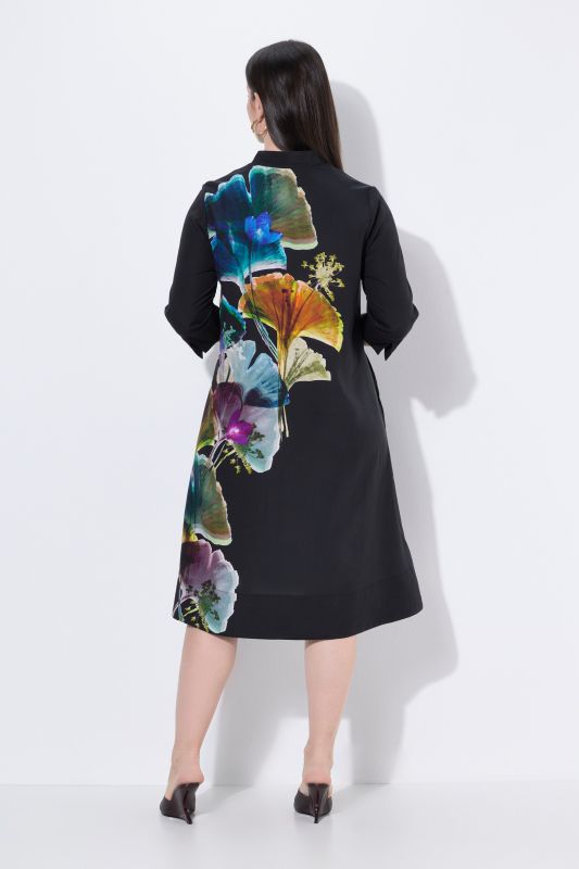 Watercolor Ginkgo 3/4 Sleeve A-Line Dress