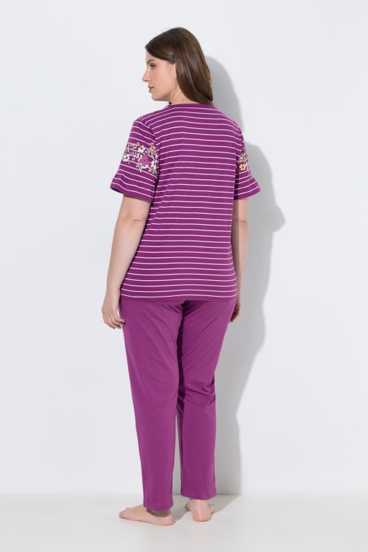 Floral Stripe Two Piece Pajama Set