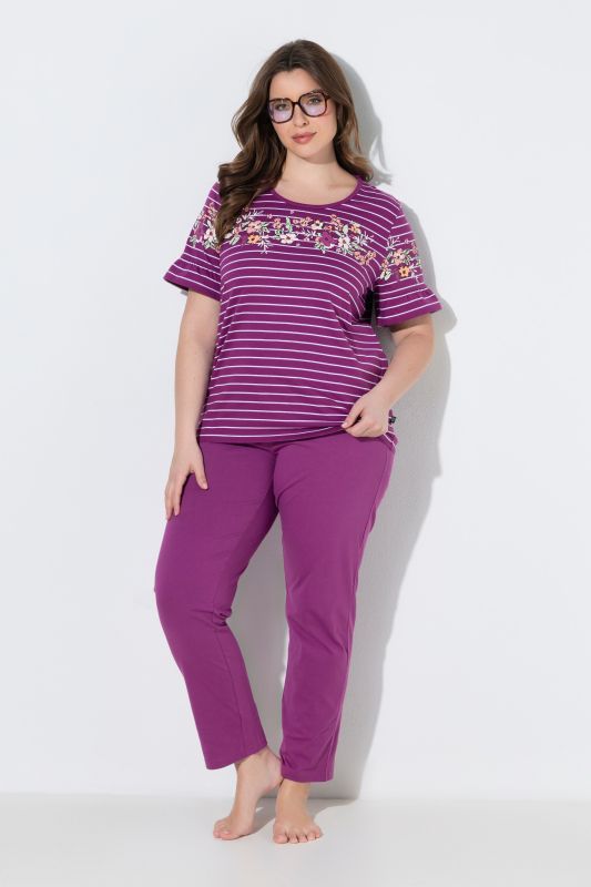 Floral Stripe Two Piece Pajama Set