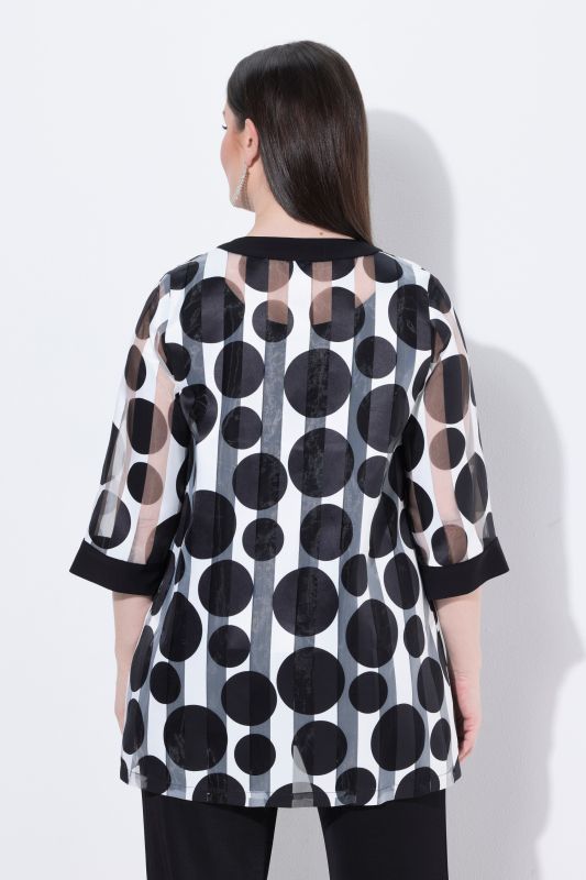 Polka Dot Sheer Burnout 3/4 Sleeve Jacket