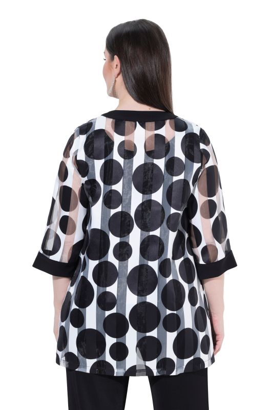 Polka Dot Sheer Burnout 3/4 Sleeve Jacket