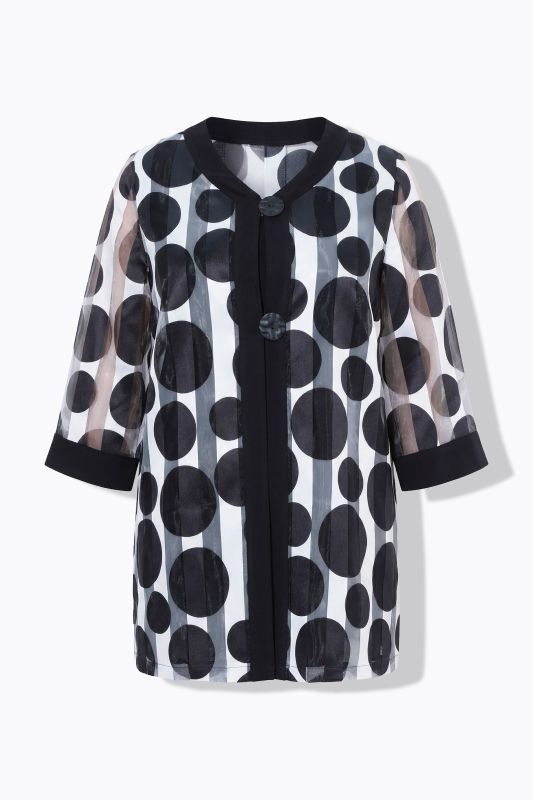 Polka Dot Sheer Burnout 3/4 Sleeve Jacket