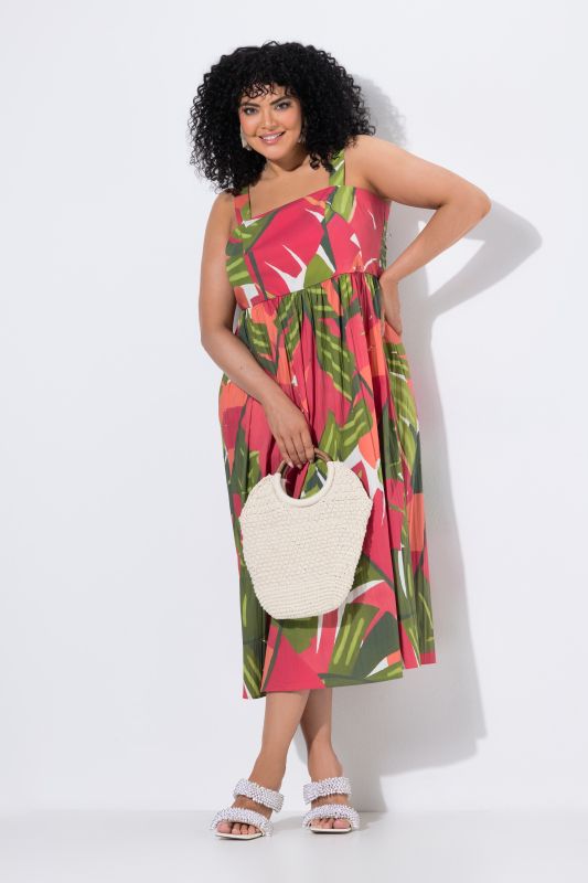 Pink Palm Smocked Sleeveless Dress