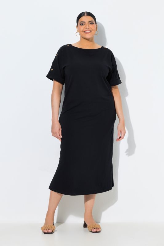 Decorative Button Short Sleeve Dress