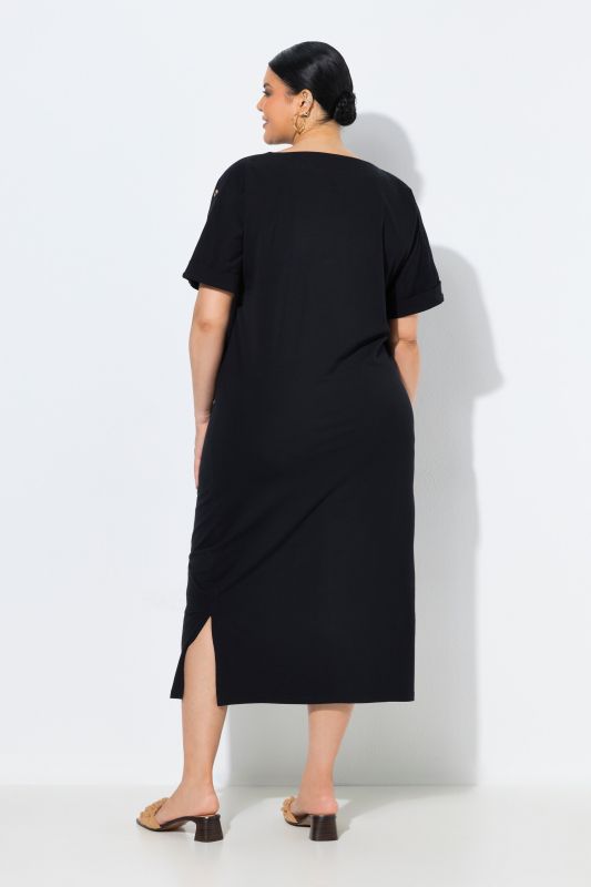 Decorative Button Short Sleeve Dress