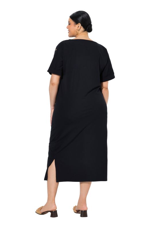 Decorative Button Short Sleeve Dress