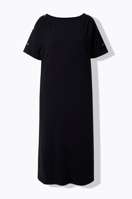 Decorative Button Short Sleeve Dress