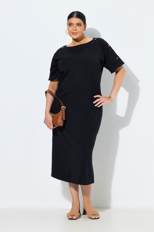 Decorative Button Short Sleeve Dress