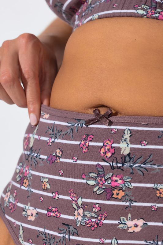 2 Pack Eco Cotton Floral Stripe Midi Briefs