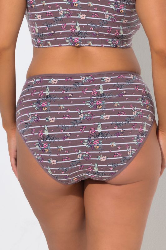 2 Pack Eco Cotton Floral Stripe Midi Briefs
