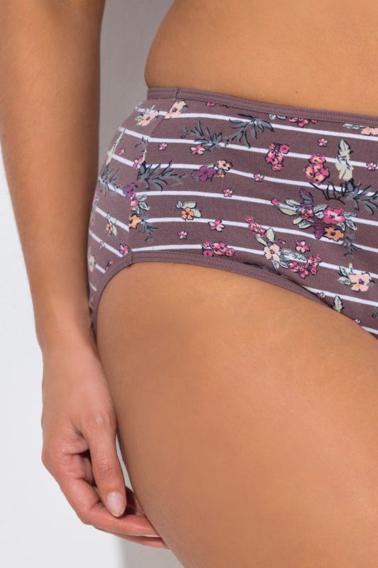 2 Pack Eco Cotton Floral Stripe Midi Briefs