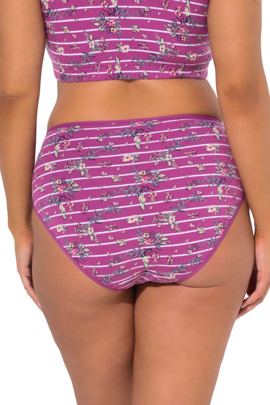 2 Pack Eco Cotton Floral Stripe Midi Briefs