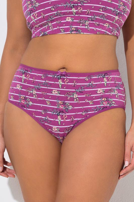2 Pack Eco Cotton Floral Stripe Midi Briefs