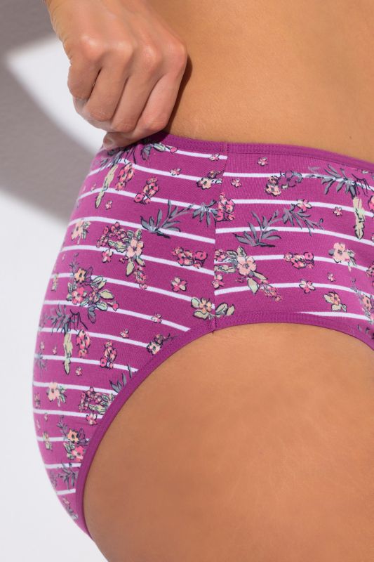 2 Pack Eco Cotton Floral Stripe Midi Briefs