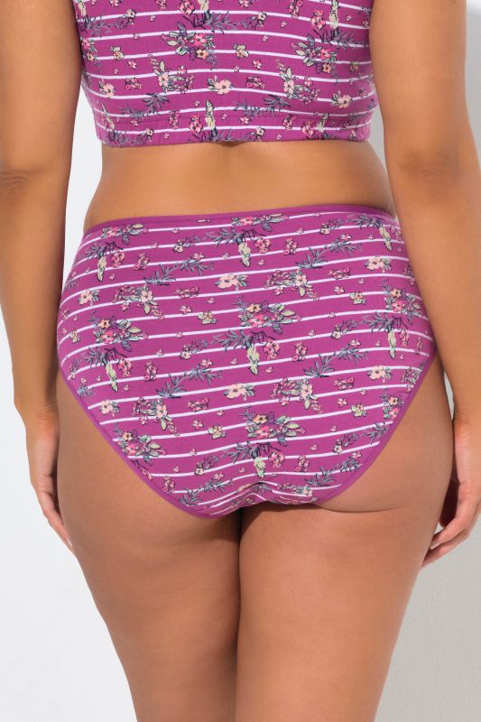 2 Pack Eco Cotton Floral Stripe Midi Briefs