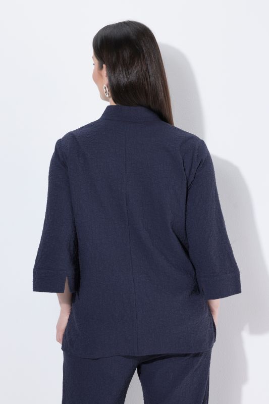 Textured Stand-Up Collar 3/4 Sleeve Jacket