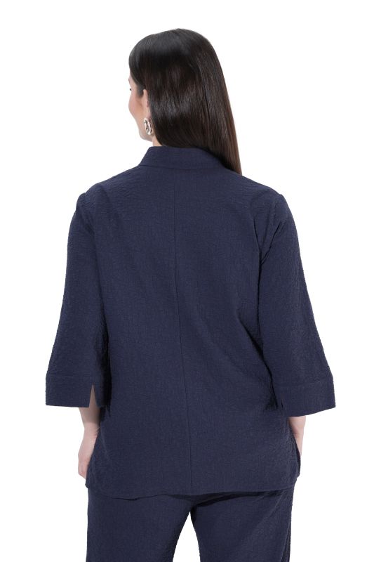 Textured Stand-Up Collar 3/4 Sleeve Jacket