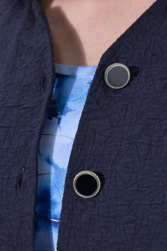 Textured Stand-Up Collar 3/4 Sleeve Jacket