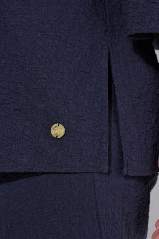 Textured Stand-Up Collar 3/4 Sleeve Jacket