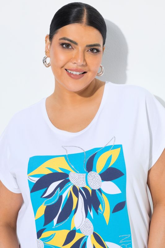 Rhinestone Floral Modern View Graphic Tee