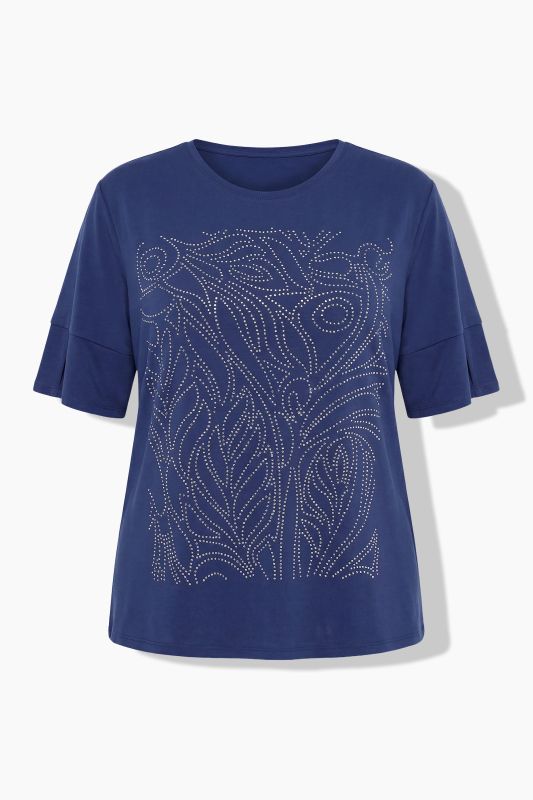 Rhinestone Leaf Short Sleeve Tee