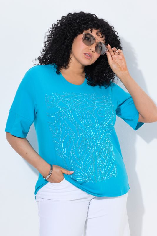 Rhinestone Leaf Short Sleeve Tee
