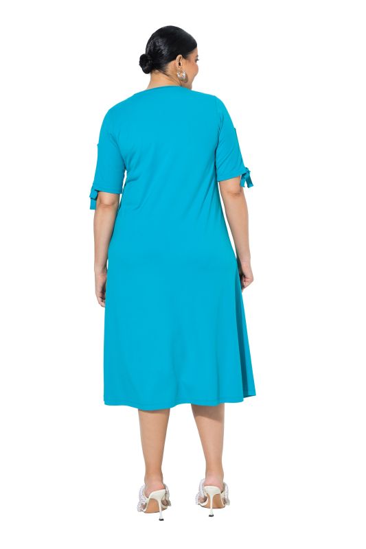 Ribbon Tie Short Sleeve A-Line Dress