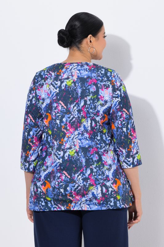 Splatter Paint 3/4 Sleeve Knit T-Shirt