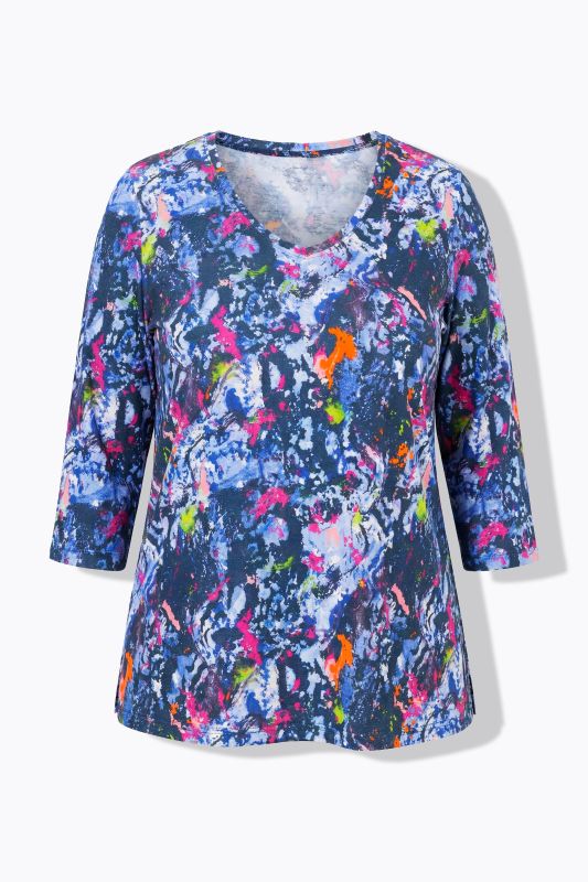 Splatter Paint 3/4 Sleeve Knit T-Shirt