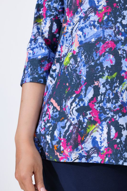 Splatter Paint 3/4 Sleeve Knit T-Shirt