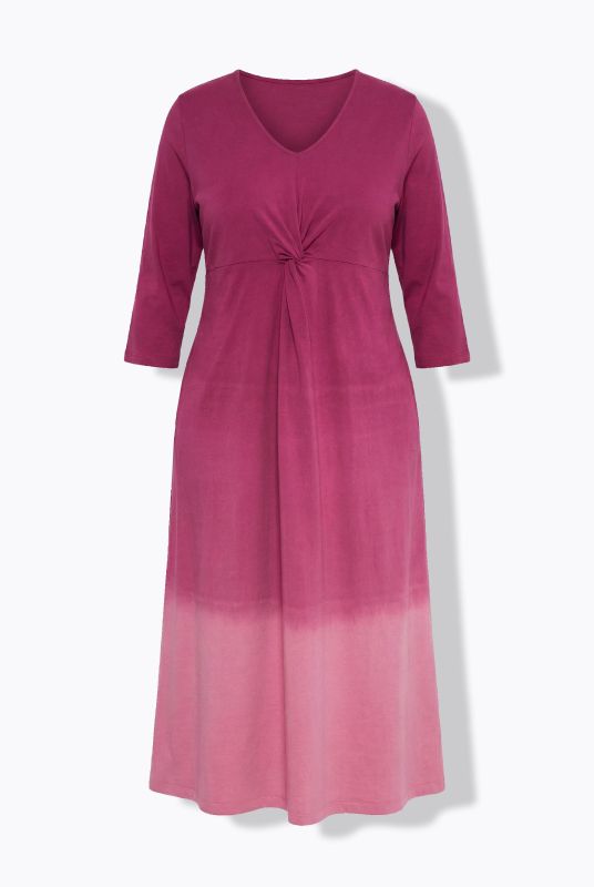 Ombre Twist 3/4 Sleeve Knit Empire Waist A-Line Pocket Dress